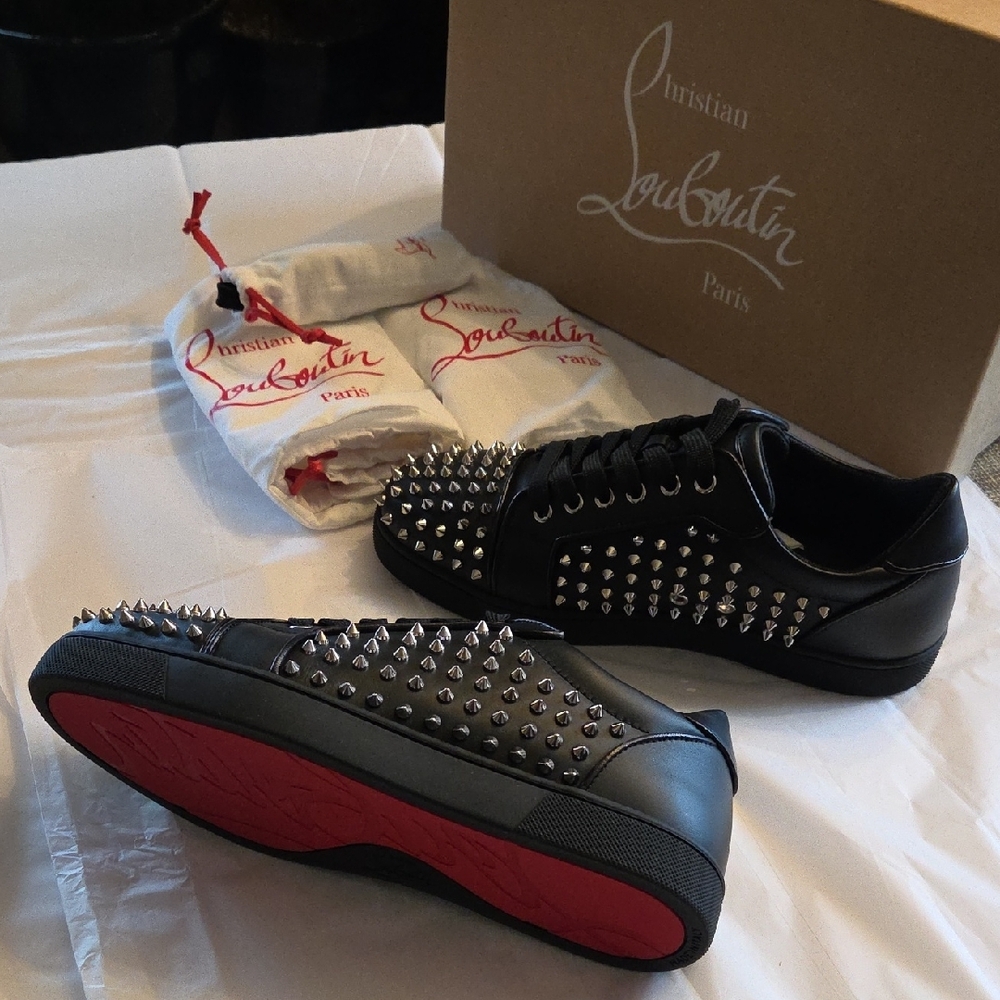 Christian Louboutin Black Sneakers with Silver Spikes - Picture 12 of 16